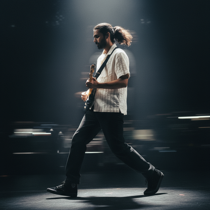 Baggy Shirt - White + Brown Stripe