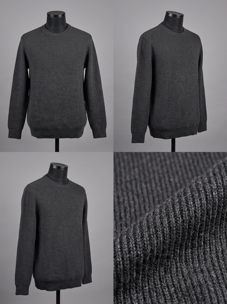 Charcoal Ribbed Round Neck