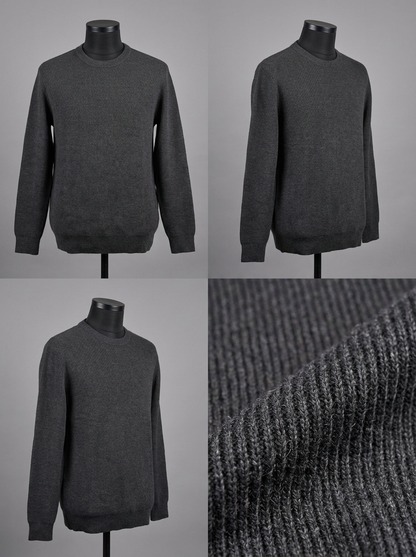 Charcoal Ribbed Round Neck
