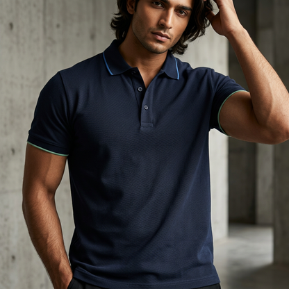 Polo - Navy Blue ft Blue & Neon - EC