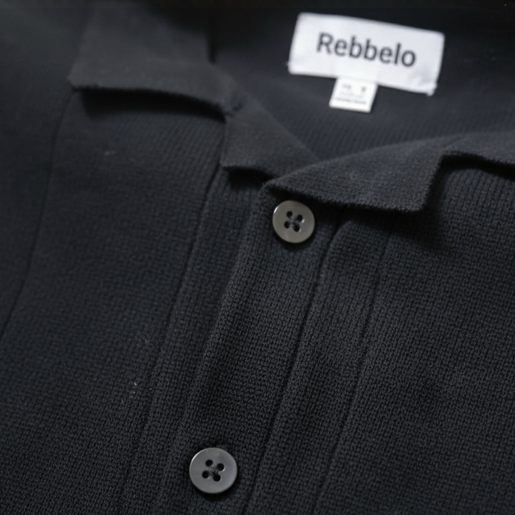 Black BOWDEN- Knitted Short Sleeve Cuban