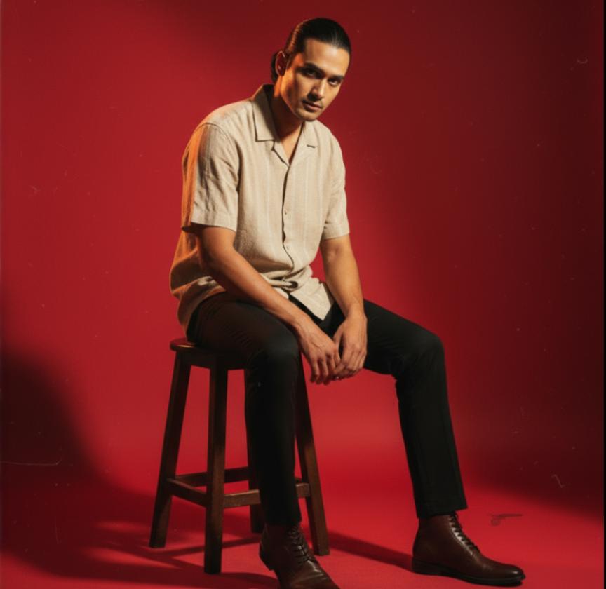 Baggy Shirt - Beige + White thin texture